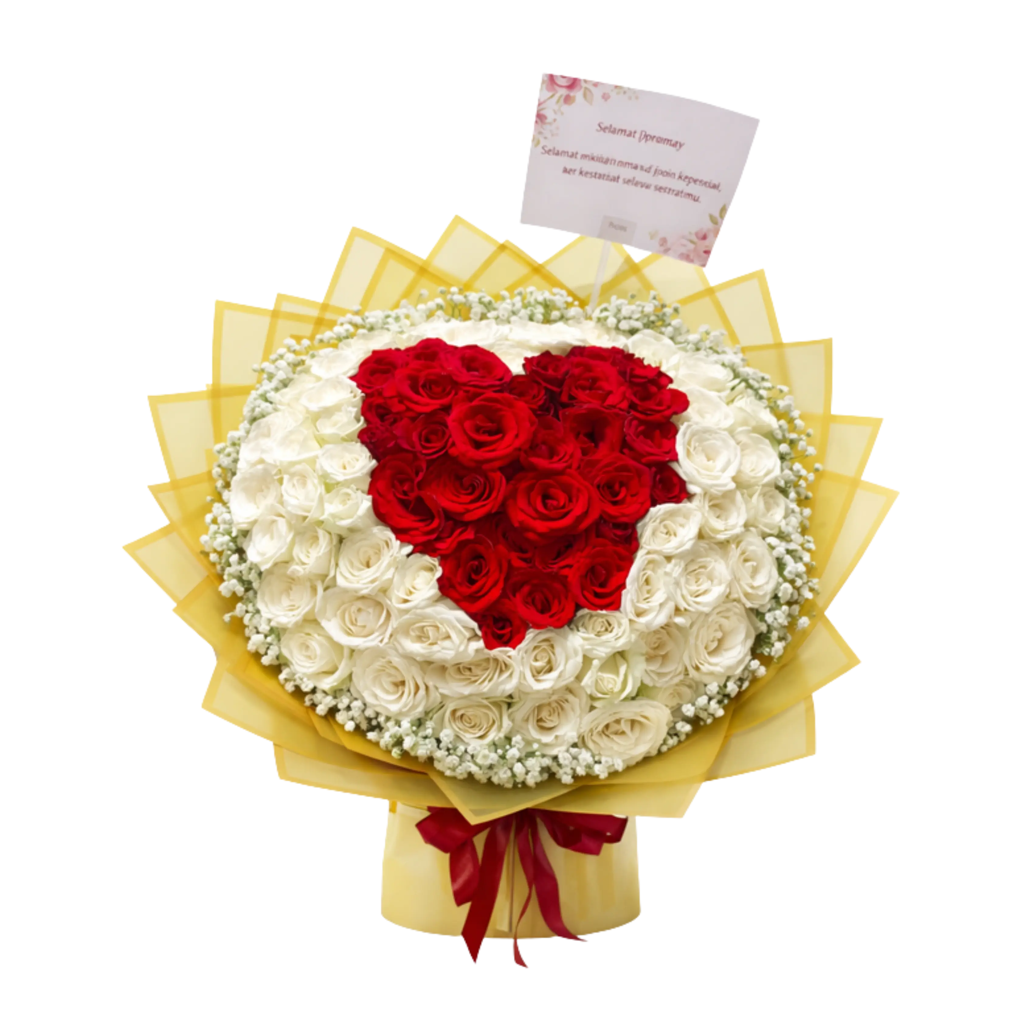 Buket Bunga Mawar Merah Putih Elegan